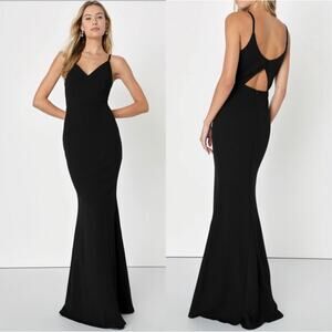 🔥Lulus Moment Of Bliss Backless Mermaid Maxi Dress Dark Romantic Party Size S